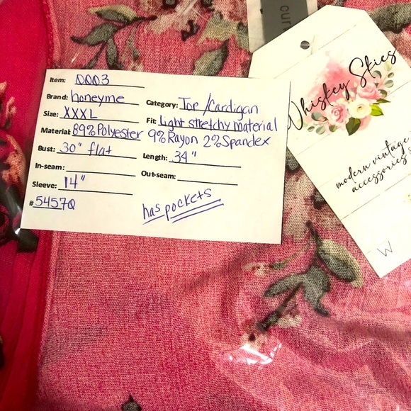 2 HONEYME curvy - Bright Pink Floral Cardigan - Picture 5 of 5